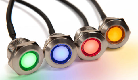 LED Panel Indicator, Yellow 1M Cable, M8 3P Male Connector