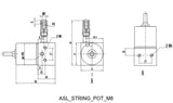 500mm String Pot for Steering & Linear Measurement, M8 male,2M